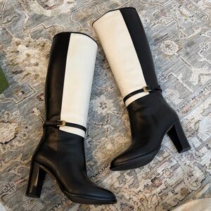 Gucci Black and White Heeled Boots
